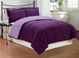   Down Alternative Reversible Comforter Set Cal King Size Purple