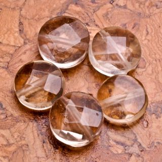 10x10mm Natural Crystal Gemstone Faceted Button Beads