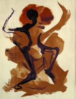 David Alfaro Siqueiros Lithograph Print Dancer C 1964 Mexican Muralist 