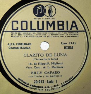 Billy Cafaro Fuiste Tu Latin Rock 60s 78 RPM Record in Condition 