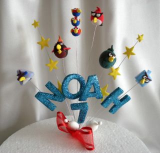 ANGRY BIRDS SPACE STARS WIRED BIRTHDAY CAKE TOPPER ANY NAME AGE