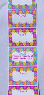 100 Hibiscus Name Tags for Hawaiian Luau Badge Pool Party Aloha