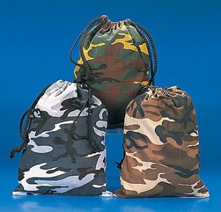 12 Camouflage Drawstring Bags Military Party Favors