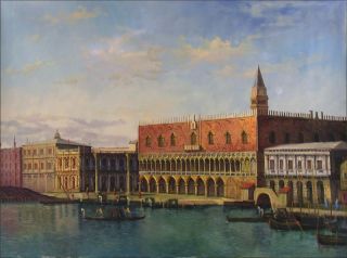   Hand Painted Oil Painting Repro Canaletto Venice Waterway