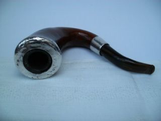antique silver mounted calabash pipe