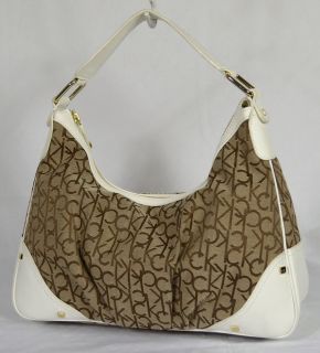 New Calvin Klein Womens Brown Signature Hobo Shoulder Bag Handbag 