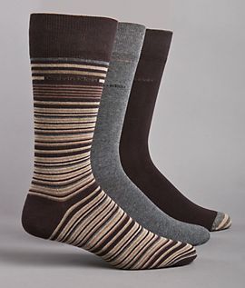 Calvin Klein Mens Stripe Mid Calf Casual Socks 3 Pack Hosiery