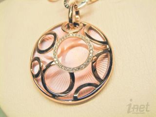   18K Rose Gold Pink Enamel Diamond Pendant Necklace 88 grams NEW $24300