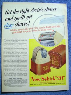 Vintage 1952 Schick 20 Electric Razor Ad