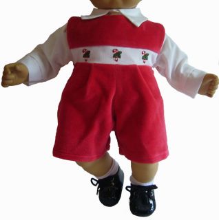 DOLL CLOTHES Fits BITTY BOY TWIN Candy Cane Romper Shirt HUGE 