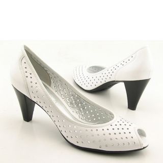 Womens Ecco Cannes Peep Toe Heels White Shoes 42 11 11 5