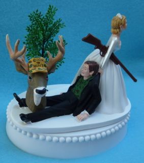 Wedding Cake Topper Camo Groom Deer Hunter Themed Free Garter Display 