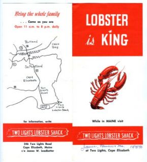 Two Lights Lobster Shack Brochure Cape Elizabeth Maine