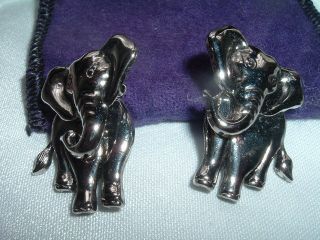 Vintage Elephant Walking Pierced Earrings by Avon New in Box