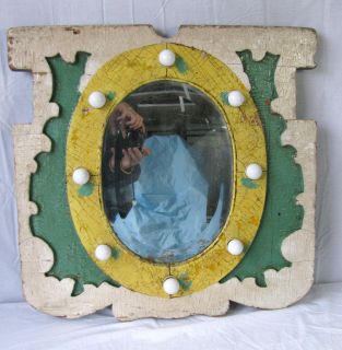 Vintage Carved and Painted Carousel Carnival Mirror Lighted