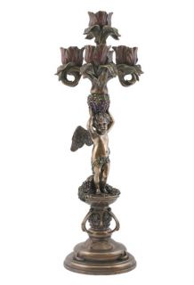 shipping policies 5 taper rose candelabra with burnished brass cherub