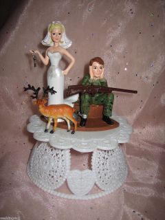 Humorous Wedding Ball Chain Camo Deer Hunting Cake Topper