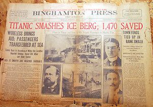 Authentic Titanic Newspaper Lot Titanic Smashes Ice Berg