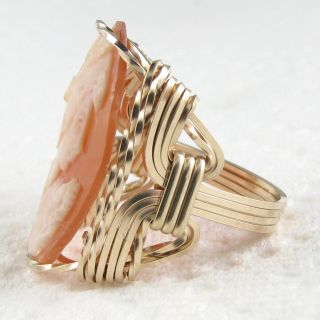   Carved Shell Cameo Ring 14k Rolled Gold Jewelry Vintage Cameo