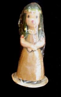 Vintage Gurley Indian Girl Candle in Original Wrapper Thanksgiving 