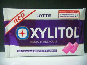 Lotte Xylitol Sugar Free Gum Blueberry Mint Flavored