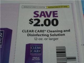 15 Coupons $2 1 Clear Care Cleaning and Disinfecting Solution 12oz 7 