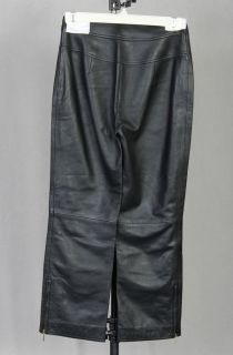 escada black lambskin leather capri pants sz 34