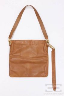 Roberta Di Carmino Cognac Brown Leather Fold Over Handbag