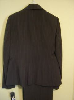 240 Kasper Fall Pantsuit 4P Petite Brown Jacket Pants Suit Career 