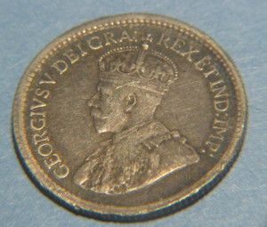 1913 Canada Canadian Nickel 5 Five cent 92 5 Silver coin George V