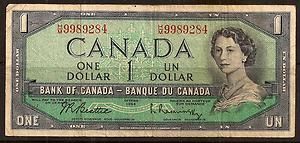 Canada 1954 Bank of Canada $1 Paper Money HM9989284