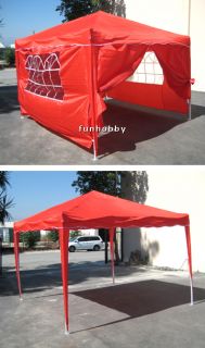 New 10 x 10 Red Canopy Gazebo EZ Pop Up Tent w 4 Walls