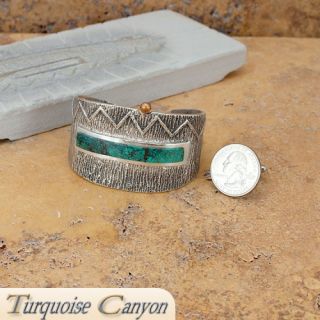 Navajo Blue Creek Tufa Cast Bracelet with 14K Gold SKU#222825