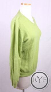 CARLUCCI Lime Green 100% CASHMERE Long Sleeve VNECK SWEATER Blouse 