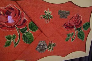 Vintage Bath Towel set MIB CAnnon Shabby Rose Joy Ceil Gift Box