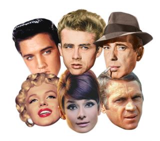 Pack of 6 fabulous photo quality classic Hollywood face masks