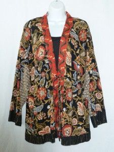 Vtg 70s Carole Little Artsy USA Germany Boho Kimono Duster Jacket OS M 