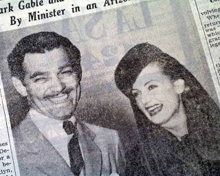 Clark Gable Carole Lombard Married 1939 Old Newspaper