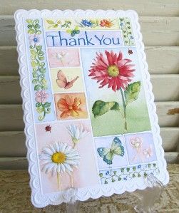 Carol Wilson Thank You Friend Flowers Butterflies Card
