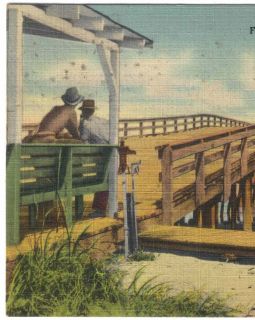 1940S CAROLINA BEACH NC FORT FISHER FISHING PIER LINEN POSTCARD NEW 