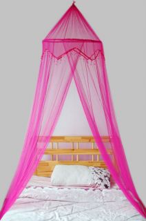 BEAUTIFUL HOT PINK MOSQUITO NET CANOPY WITH BEADED TRIM SB DB