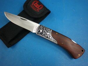 Steel Carve Designs Wood Handle Pocket Hunting Survival Folding Knife 