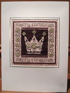 Handmade Completed Cross Stitch 8 x 6 Card Christmas