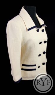 Career Richard Carriere Paris Ivory Wool Boucle Blazer Suit Jacket Top 