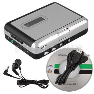 Black Silver Portable USB Cassette Tape Converter to MP3 CD Player 