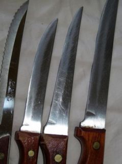   60s 70s Kitchen Knives Knife Steel Wooden Carvel Hall Chefs Etc