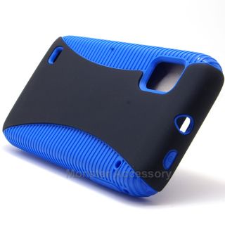 Aqua Blue Dual Flex Hard Case Gel Cover for ZTE Warp N860 Boost Mobile 