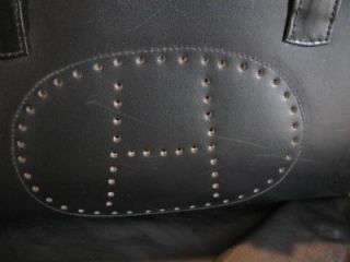 carla mancini black leather tote satchel handbag purse nice