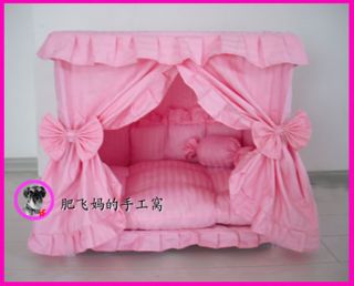 Gorgeous Handmade Princess Pet Dog Cat Bed House + 1 Candy Pillow