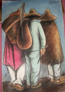 Jose Chavez Morado Pastel and Charcoal on Paper 1978